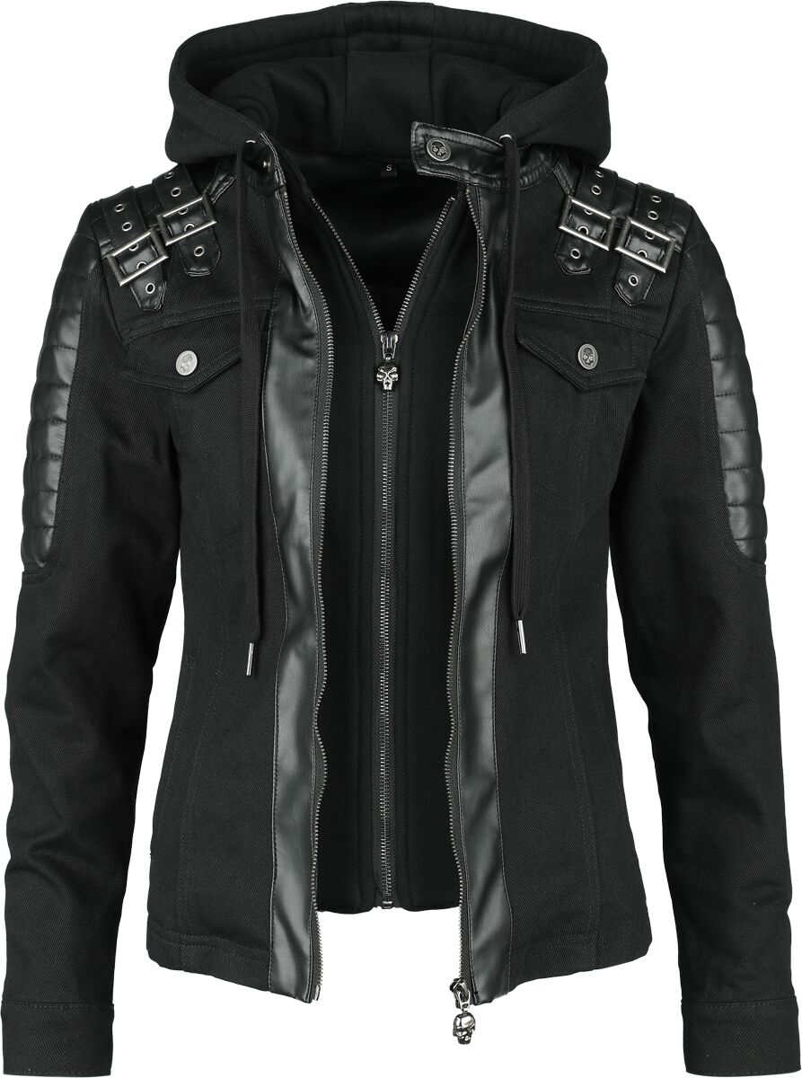 Rock Rebel by EMP - Rock Kunstlederjacke - Road Tripping - S bis XXL - für Damen - Größe XXL - schwarz/grau von Rock Rebel by EMP