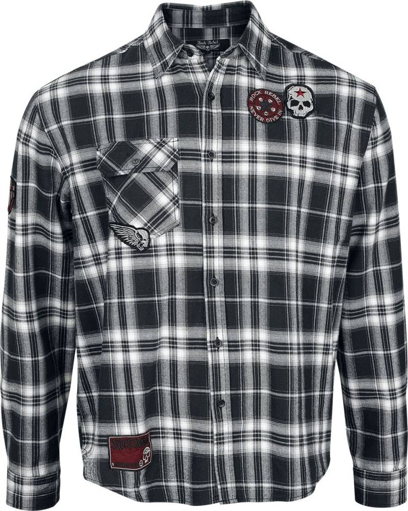 Rock Rebel by EMP - Rock Langarmhemd - Skulls & Details - M bis XXL - für Männer - Größe XXL - schwarz/grau von Rock Rebel by EMP