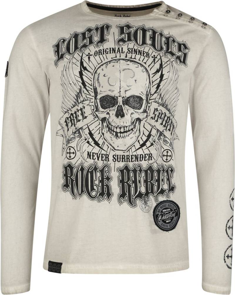Rock Rebel by EMP - Rock Langarmshirt - Langarmshirt mit Skull- Print - M bis XXL - für Männer - Größe XXL - grau von Rock Rebel by EMP