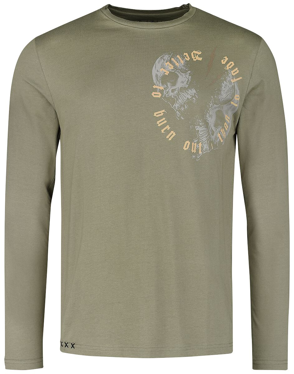 Rock Rebel by EMP - Rock Langarmshirt - Longsleeve mit Rock Rebel Print - S bis L - für Männer - Größe M - beige von Rock Rebel by EMP