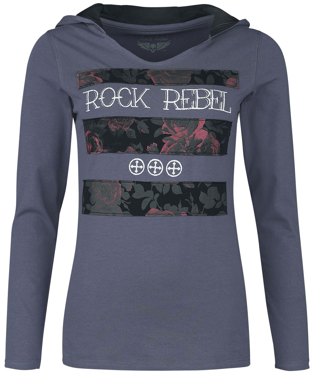 Rock Rebel by EMP - Rock Langarmshirt - Longsleeve with hood - S bis 5XL - für Damen - Größe 3XL - blau von Rock Rebel by EMP