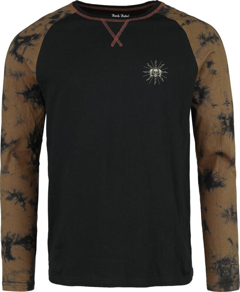 Rock Rebel by EMP - Rock Langarmshirt - Tie Dye Longsleeve With Large Backprint - M bis XXL - für Männer - Größe XXL - schwarz/beige von Rock Rebel by EMP