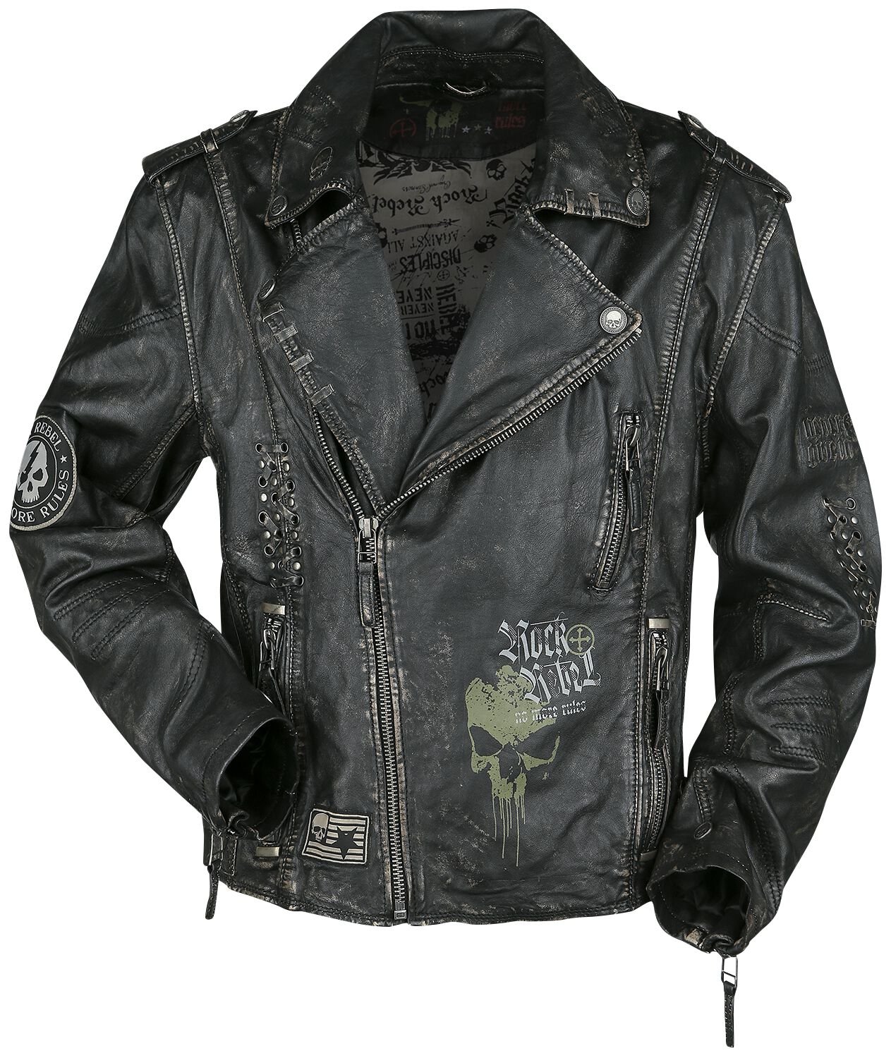 Rock Rebel by EMP - Rock Lederjacke - Dunkelgraue Lederjacke im Biker-Look - S bis 5XL - für Männer - Größe 4XL - dunkelgrau von Rock Rebel by EMP