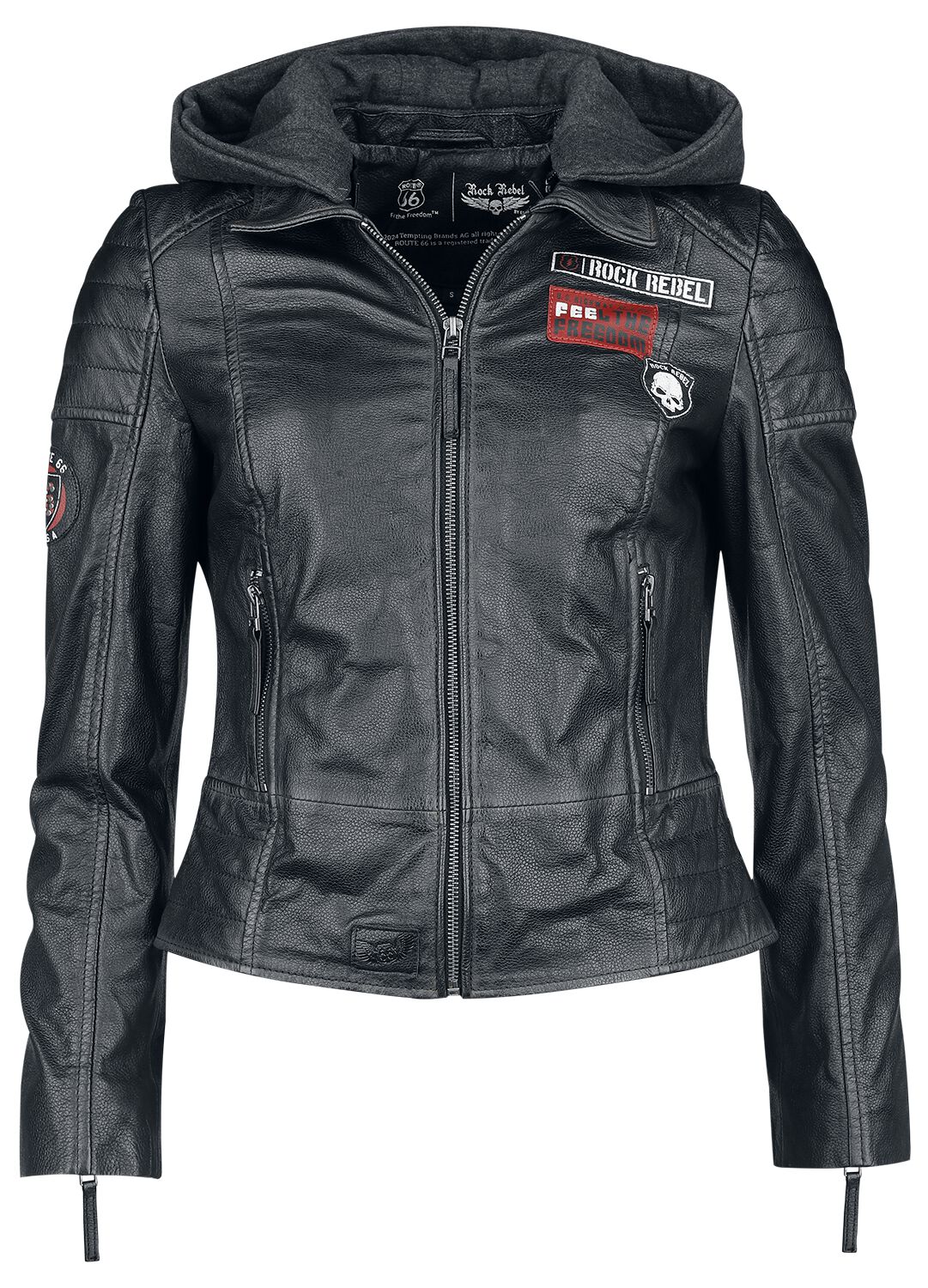 Rock Rebel by EMP - Rock Lederjacke - Rock Rebel X Route 66 - Leather Jacket - S bis XXL - für Damen - Größe L - schwarz von Rock Rebel by EMP