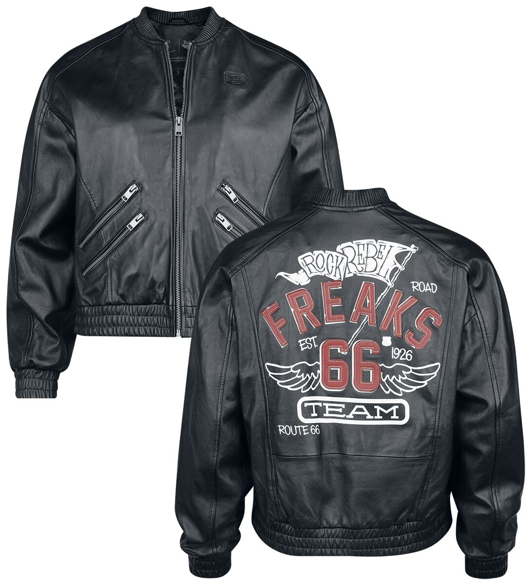 Rock Rebel by EMP - Rock Lederjacke - Rock Rebel X Route 66 - Leather Jacket - S bis XXL - für Damen - Größe S - schwarz von Rock Rebel by EMP
