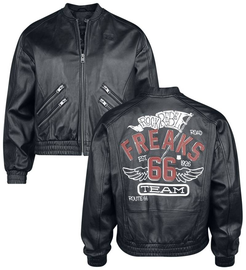 Rock Rebel by EMP - Rock Lederjacke - Rock Rebel X Route 66 - Leather Jacket - S bis XXL - für Damen - Größe S - schwarz von Rock Rebel by EMP