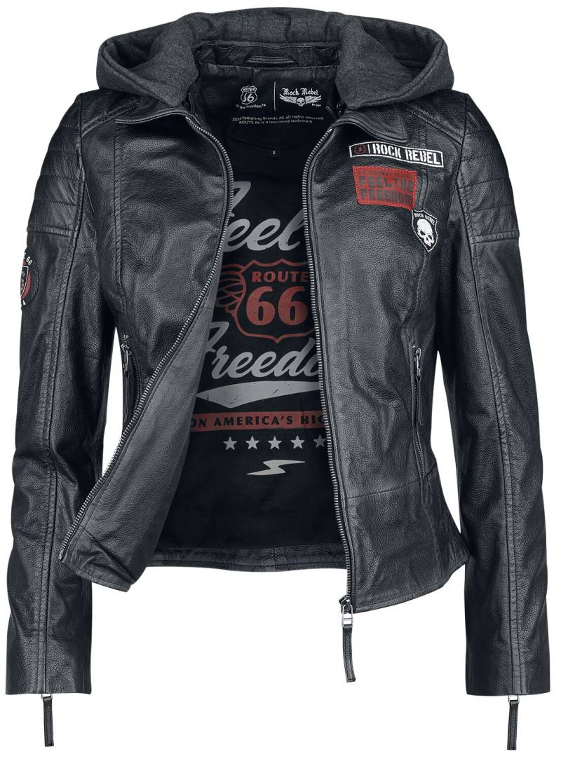 Rock Rebel by EMP - Rock Lederjacke - Rock Rebel X Route 66 - Leather Jacket - S bis XXL - für Damen - Größe XXL - schwarz von Rock Rebel by EMP