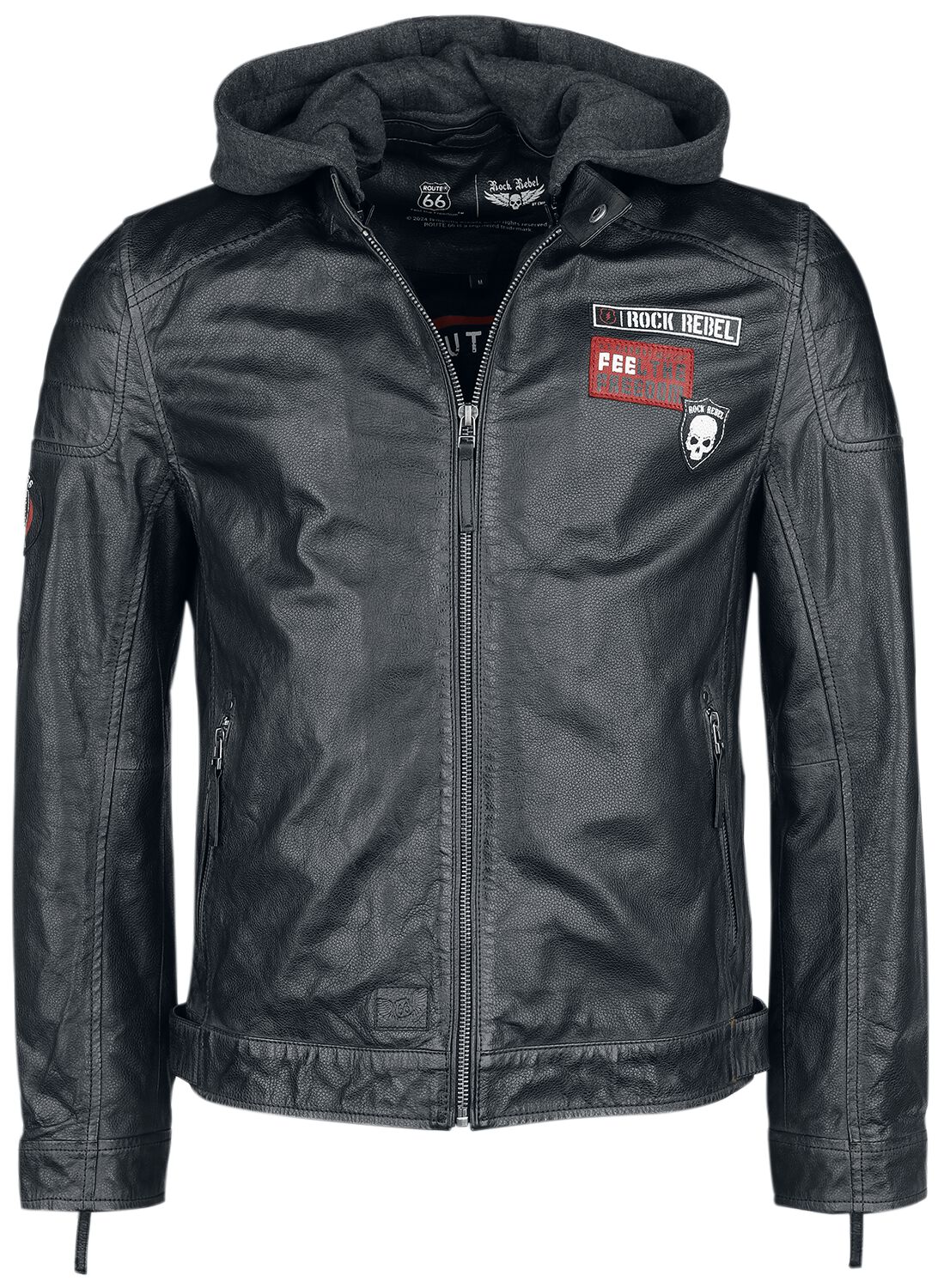 Rock Rebel by EMP - Rock Lederjacke - Rock Rebel X Route 66 - Leather Jacket - S bis XXL - für Männer - Größe L - schwarz von Rock Rebel by EMP