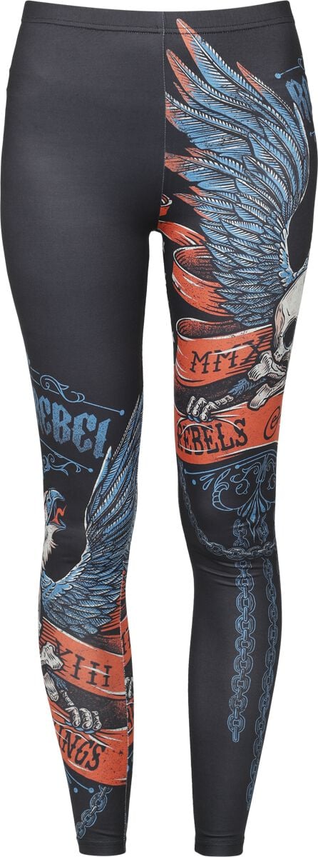 Rock Rebel by EMP - Rock Leggings - Leggings with Oldschool Prints - S bis XXL - für Damen - Größe L - schwarz von Rock Rebel by EMP