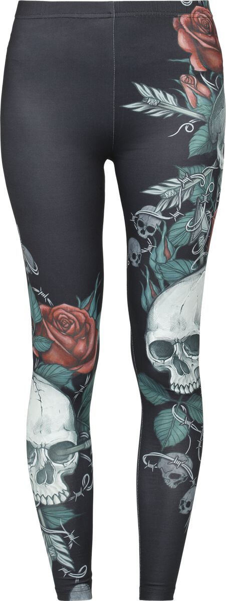 Rock Rebel by EMP - Rock Leggings - Leggings with Skull and Roses Print - S bis XXL - für Damen - Größe M - schwarz von Rock Rebel by EMP