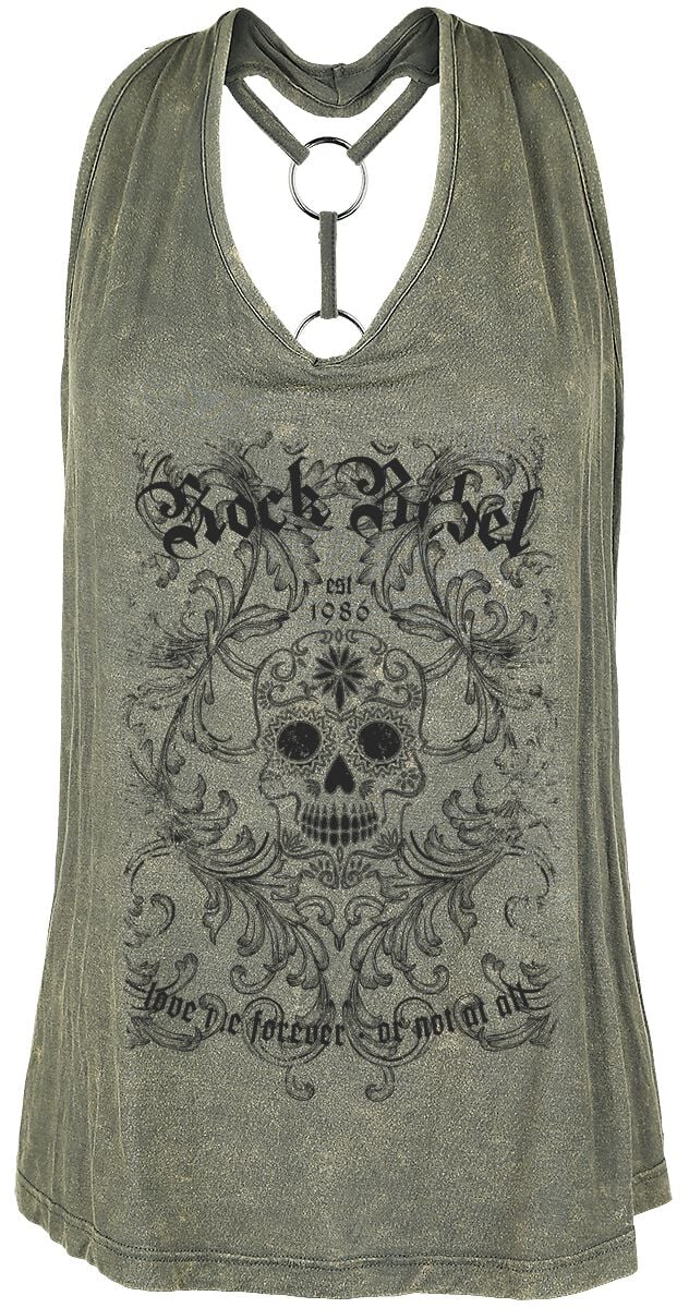 Rock Rebel by EMP - Rock Neckholder - Ella - S bis XXL - für Damen - Größe L - grau von Rock Rebel by EMP