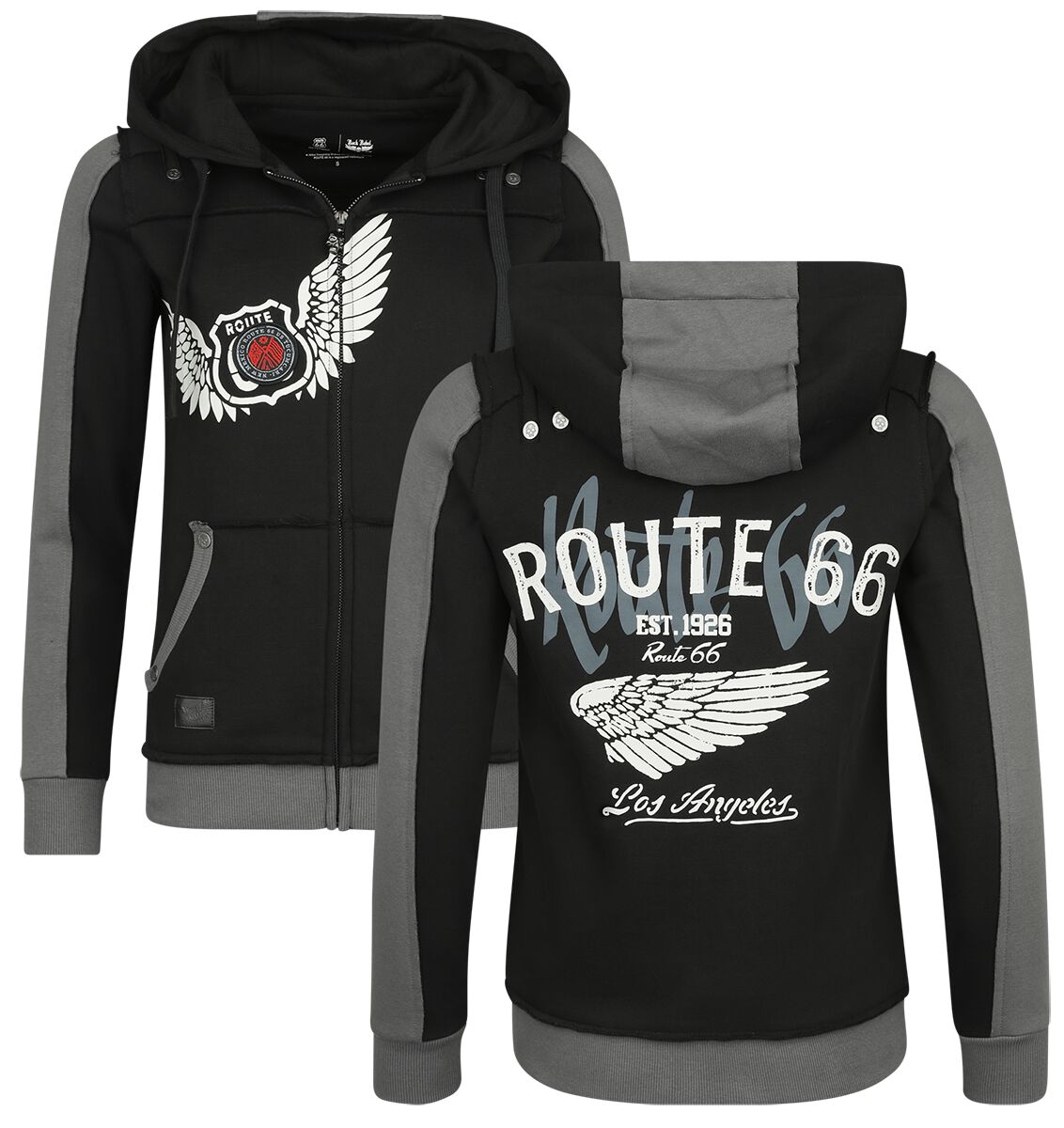 Rock Rebel by EMP Rock Rebel X Route 66 - Hoody Jacket Kapuzenjacke schwarz in M von Rock Rebel by EMP