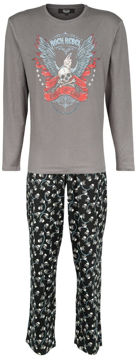 Rock Rebel by EMP - Rock Schlafanzug - Pyjama with Skull Print - M bis XXL - für Männer - Größe M - grau von Rock Rebel by EMP