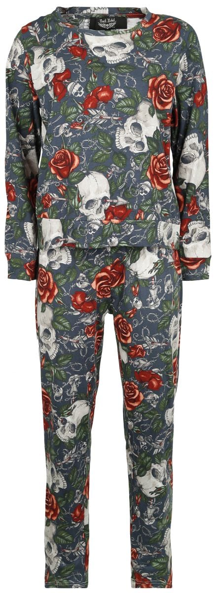 Rock Rebel by EMP - Rock Schlafanzug - Pyjama with Skull and Roses Alloverprint - S bis M - für Damen - Größe M - multicolor von Rock Rebel by EMP