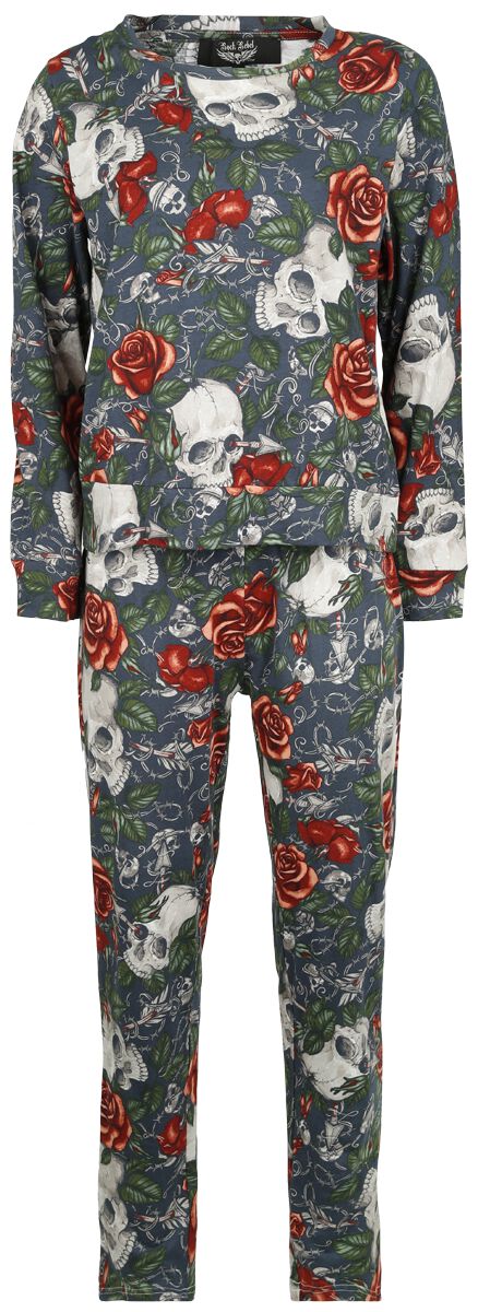 Rock Rebel by EMP - Rock Schlafanzug - Pyjama with Skull and Roses Alloverprint - S bis M - für Damen - Größe S - multicolor von Rock Rebel by EMP