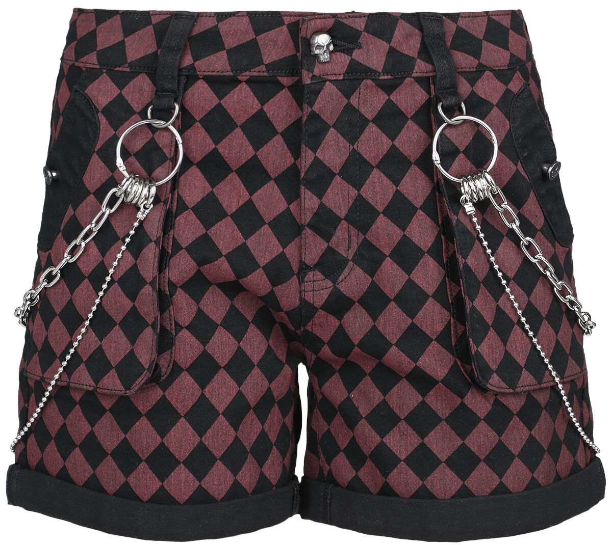 Rock Rebel by EMP - Rock Short - Checkerboard Shorts - 27 bis 31 - für Damen - Größe 27 - rot/schwarz von Rock Rebel by EMP