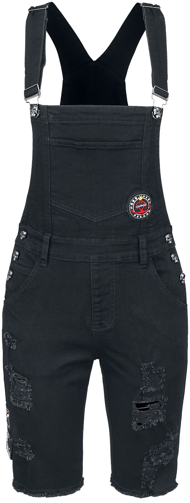 Rock Rebel by EMP - Rock Short - Jeans Latzhose - 27 bis 31 - für Damen - Größe 29 - schwarz von Rock Rebel by EMP