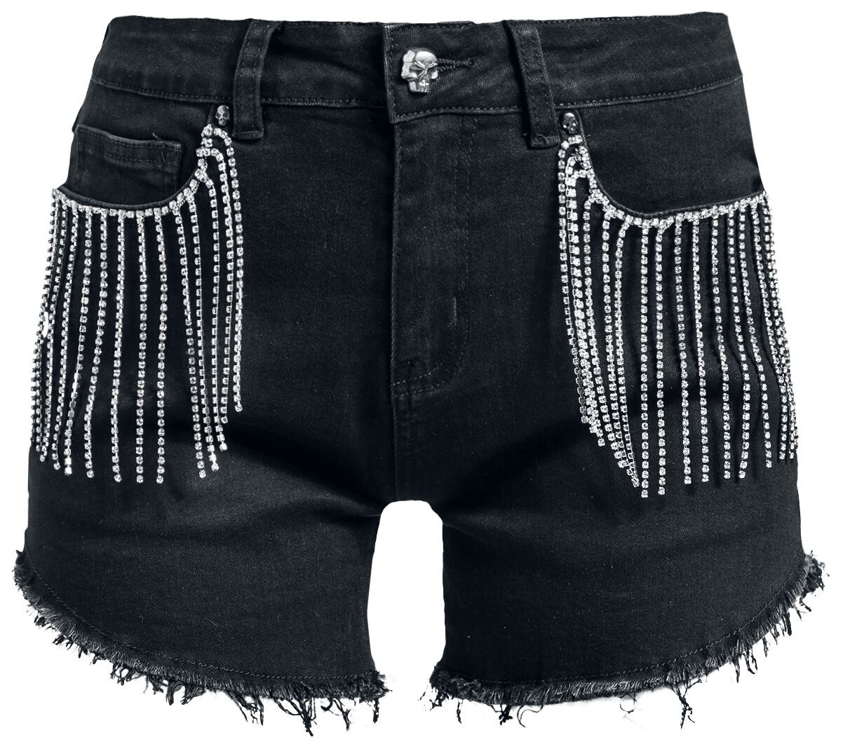 Rock Rebel by EMP - Rock Short - Schwarze Shorts mit Strassstein- Applikation - 27 bis 31 - für Damen - Größe 27 - schwarz von Rock Rebel by EMP