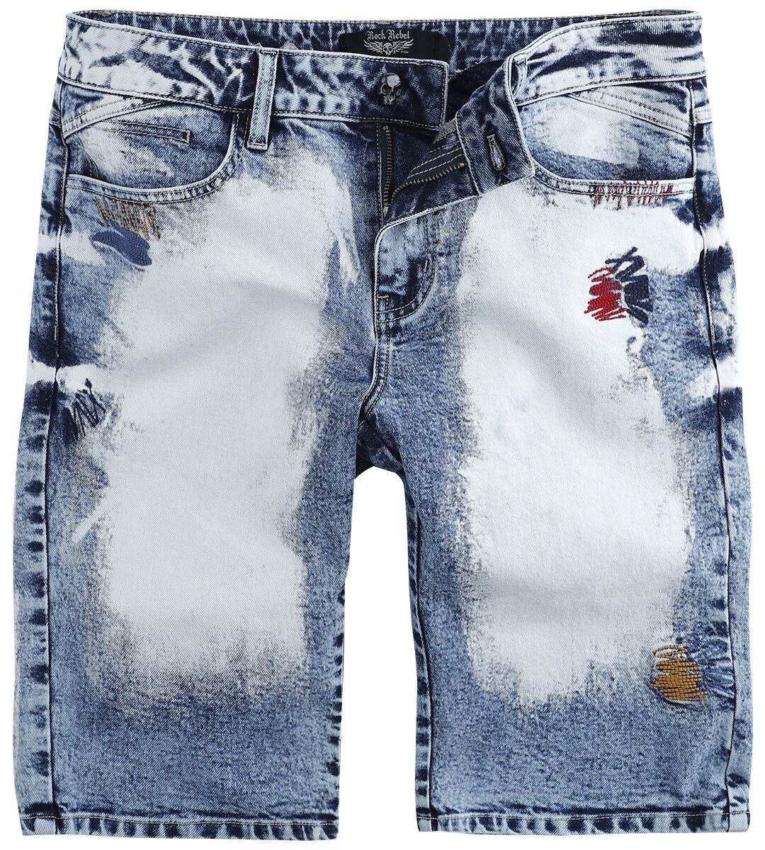 Rock Rebel by EMP - Rock Short - Shorts With Bleached Details - 31 bis 34 - für Männer - Größe 32 - blue von Rock Rebel by EMP