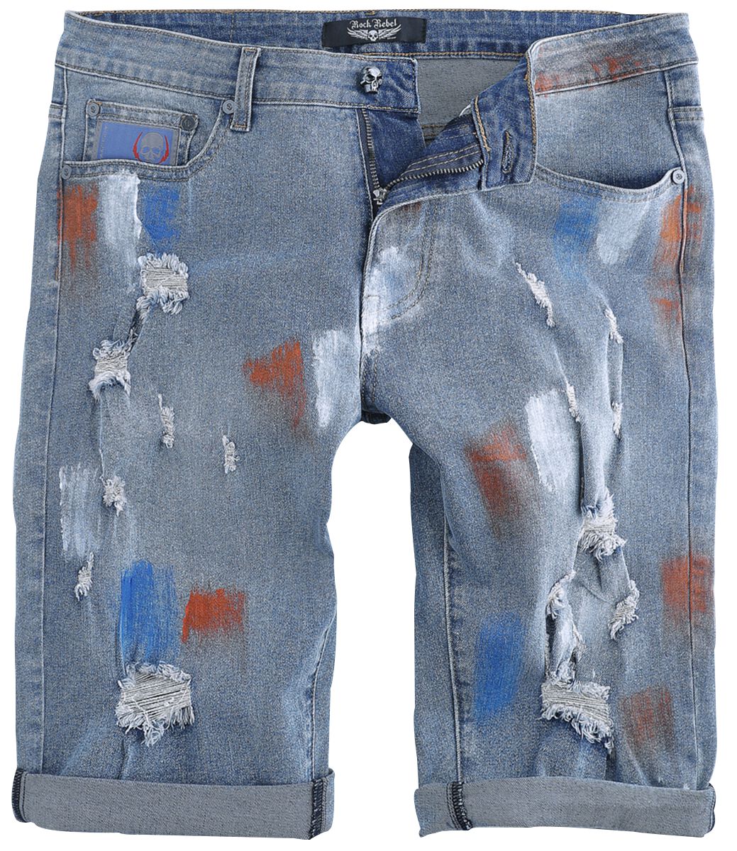 Rock Rebel by EMP - Rock Short - Shorts with destroyed Details - 31 bis 36 - für Männer - Größe 31 - blue von Rock Rebel by EMP