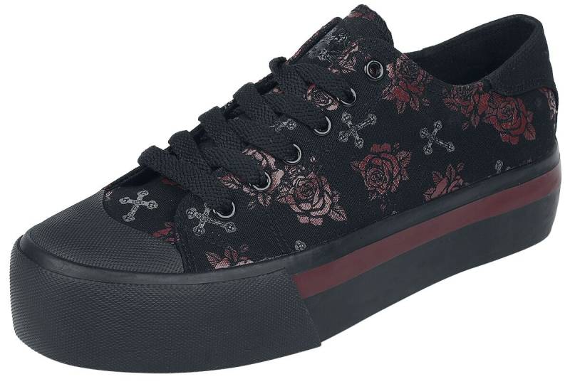 Rock Rebel by EMP - Rock Sneaker - LowCut Plateau Sneaker mit Kreuz und Rosen Print - EU37 bis EU41 - für Damen - Größe EU37 - schwarz Rock Rebel by EMP - Rock Sneaker - LowCut Plateau Sneaker mit Kreuz und Rosen Print - EU37 bis EU41 - für Damen - Größe EU37 - schwarz von Rock Rebel by EMP