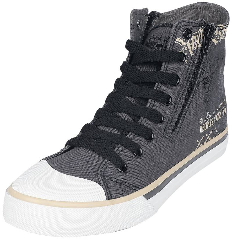 Rock Rebel by EMP - Rock Sneaker high - HighCut Sneaker mit Print - EU37 bis EU46 - Größe EU39 - grau von Rock Rebel by EMP