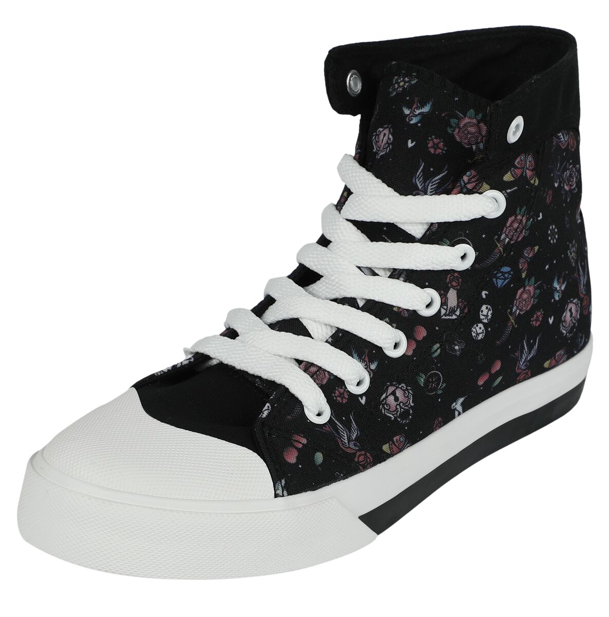 Rock Rebel by EMP - Rock Sneaker high - Sneaker With Oldskool Alloverprint - EU37 bis EU41 - für Damen - Größe EU37 - schwarz von Rock Rebel by EMP