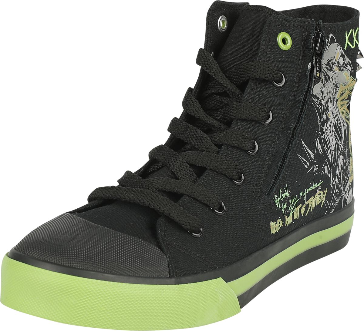 Rock Rebel by EMP - Rock Sneaker high - Sneaker with Old School Cyber Skull - EU37 bis EU47 - Größe EU37 - schwarz von Rock Rebel by EMP