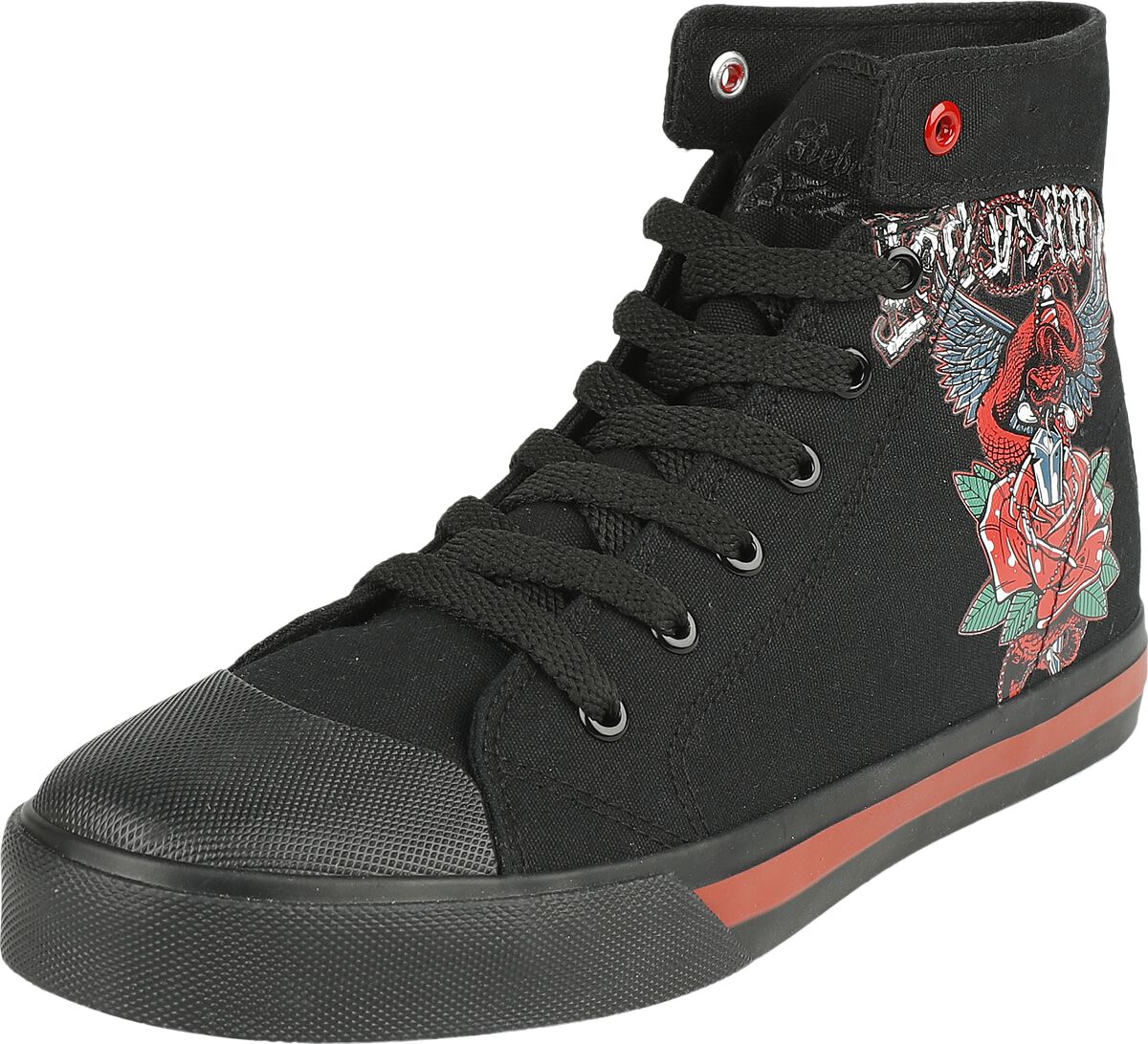 Rock Rebel by EMP - Rock Sneaker high - Sneaker with Old School Print - EU37 bis EU41 - für Damen - Größe EU37 - schwarz von Rock Rebel by EMP