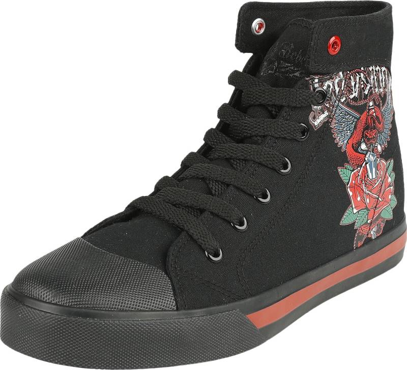 Rock Rebel by EMP - Rock Sneaker high - Sneaker with Old School Print - EU37 bis EU38 - für Damen - Größe EU37 - schwarz Rock Rebel by EMP - Rock Sneaker high - Sneaker with Old School Print - EU37 bis EU38 - für Damen - Größe EU37 - schwarz von Rock Rebel by EMP