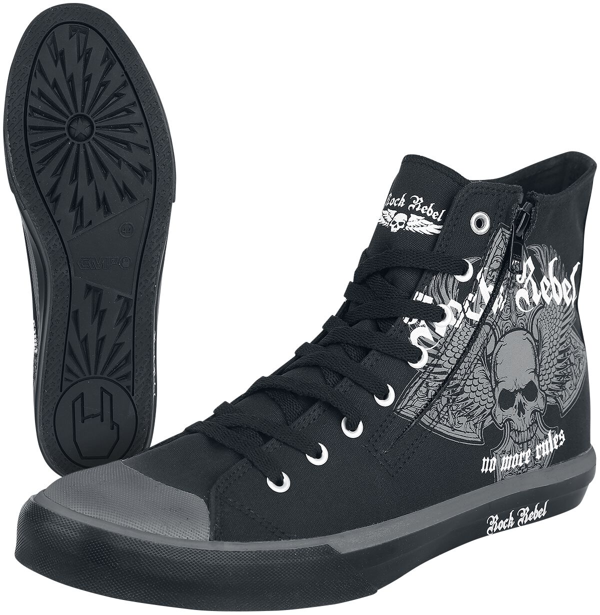 Rock Rebel by EMP - Rock Sneaker high - Walk The Line - EU37 bis EU47 - Größe EU38 - schwarz von Rock Rebel by EMP