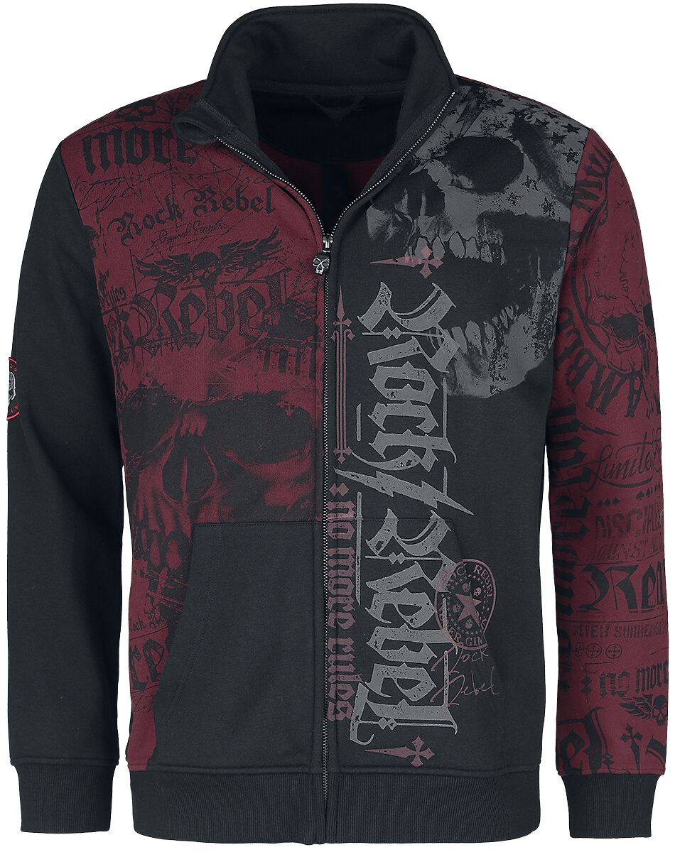 Rock Rebel by EMP - Rock Sweatshirt - Sweatjacke mit Rock Rebel Prints - S bis XXL - für Männer - Größe XXL - rot/schwarz von Rock Rebel by EMP