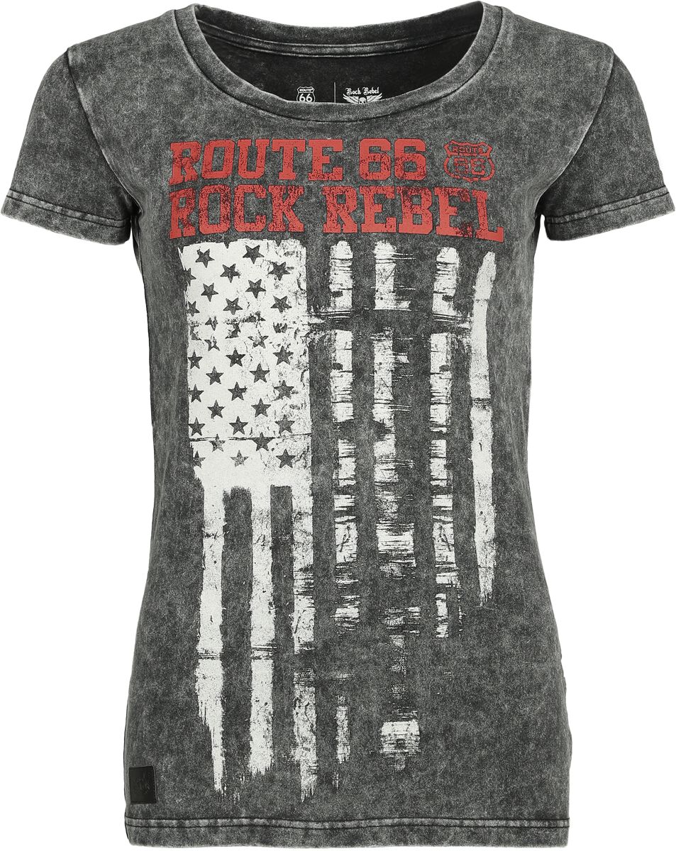 Rock Rebel by EMP - Rock T-Shirt - Rock Rebel X Route 66 - T-Shirt - S bis XXL - für Damen - Größe L - schwarz von Rock Rebel by EMP