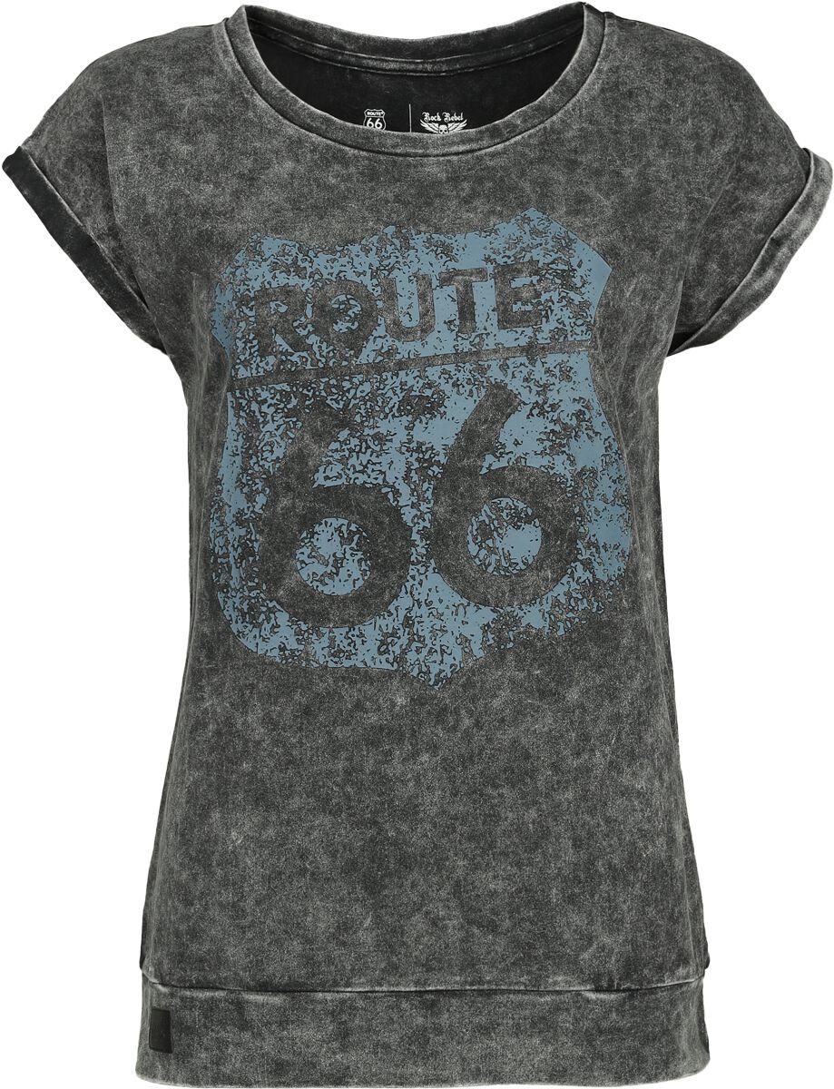 Rock Rebel by EMP - Rock T-Shirt - Rock Rebel X Route 66 - T-Shirt - S bis XXL - für Damen - Größe M - schwarz von Rock Rebel by EMP