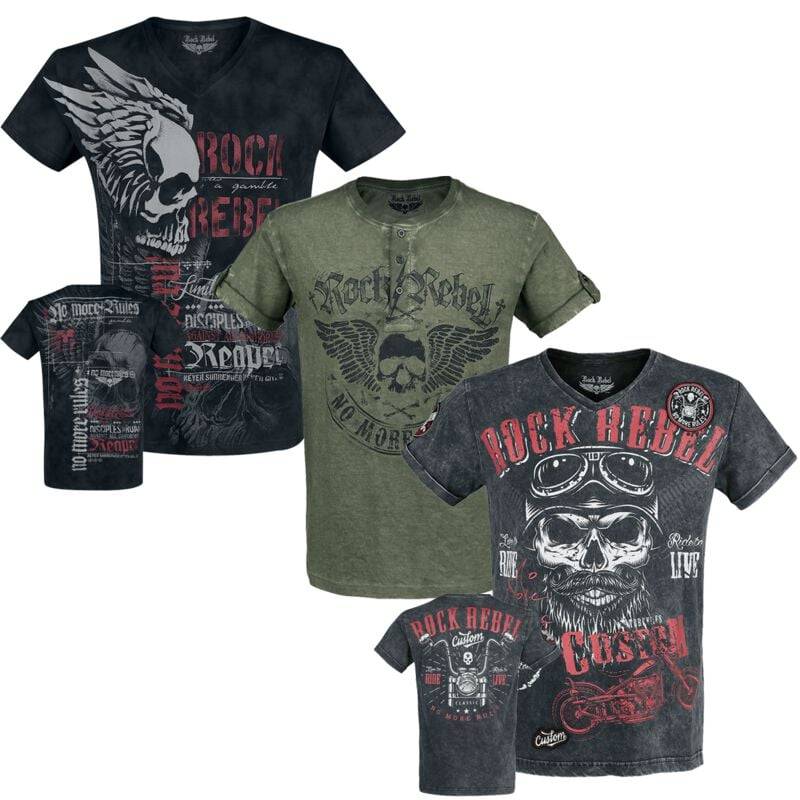 Rock Rebel by EMP - Rock T-Shirt - T-Shirt Male - Bundle - M - für Männer - Größe M - multicolor von Rock Rebel by EMP