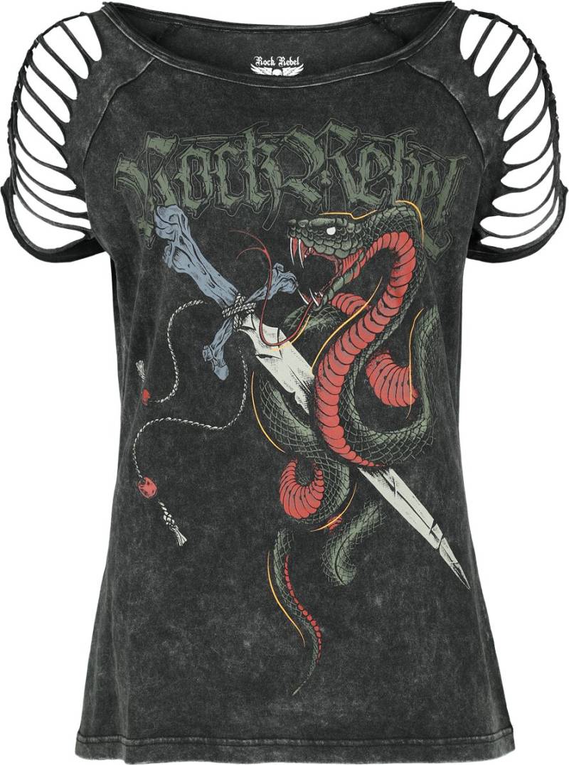 Rock Rebel by EMP - Rock T-Shirt - T-Shirt With Old Skool Print - M - für Damen - Größe M - grau von Rock Rebel by EMP