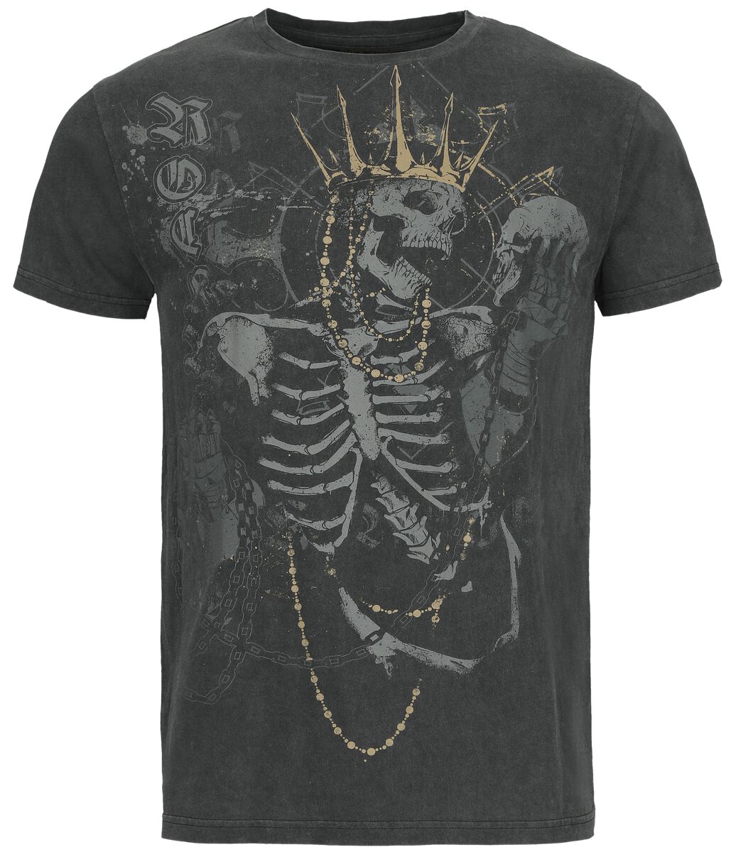 Rock Rebel by EMP - Rock T-Shirt - T-Shirt With Skull And Crown Print - M bis XXL - für Männer - Größe XL - schwarz von Rock Rebel by EMP