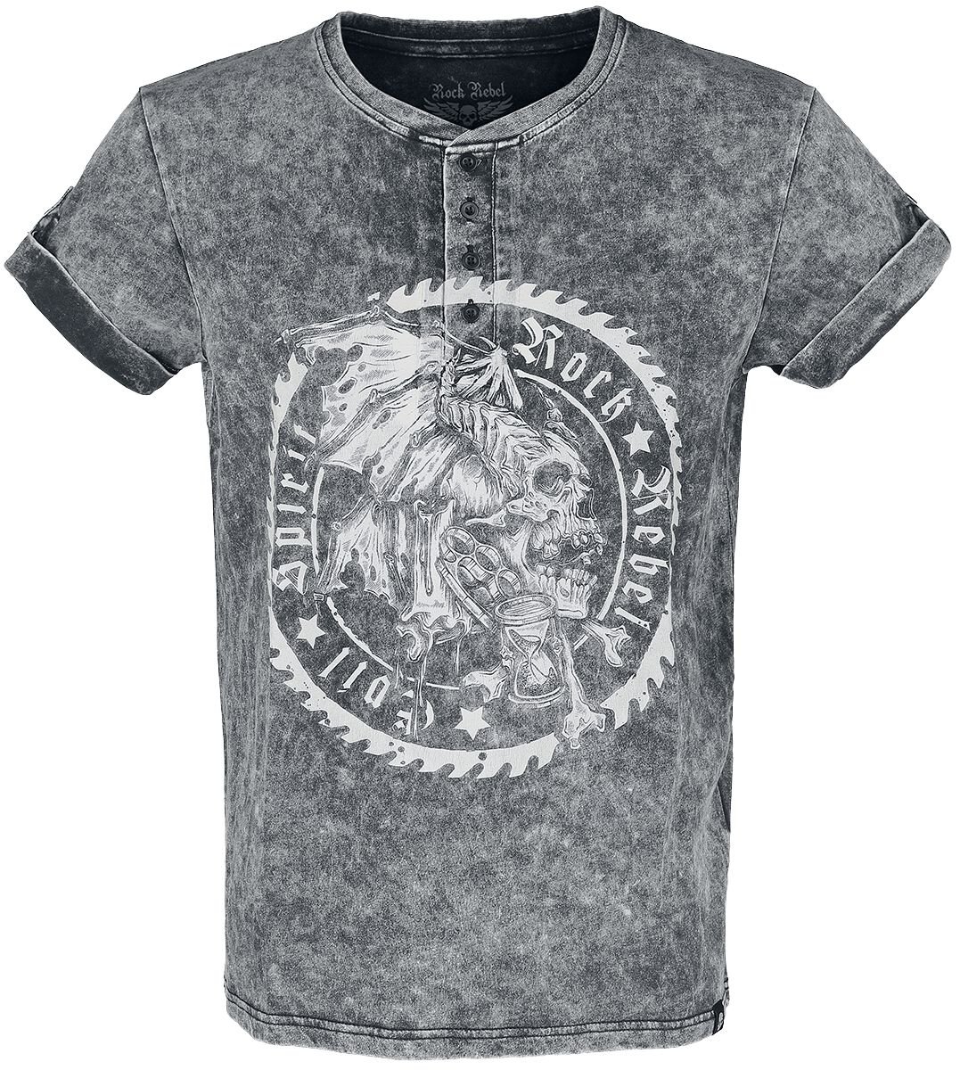 Rock Rebel by EMP - Rock T-Shirt - T-Shirt in Vintage Optik und Knopfleiste - S bis 5XL - für Männer - Größe L - schwarz von Rock Rebel by EMP