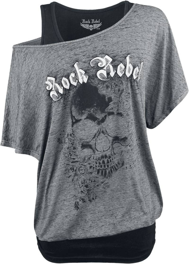 Rock Rebel by EMP - Rock T-Shirt - When The Heart Rules The Mind - S bis M - für Damen - Größe M - grau von Rock Rebel by EMP