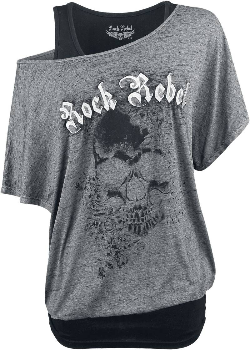 Rock Rebel by EMP - Rock T-Shirt - When The Heart Rules The Mind - S bis L - für Damen - Größe S - grau von Rock Rebel by EMP