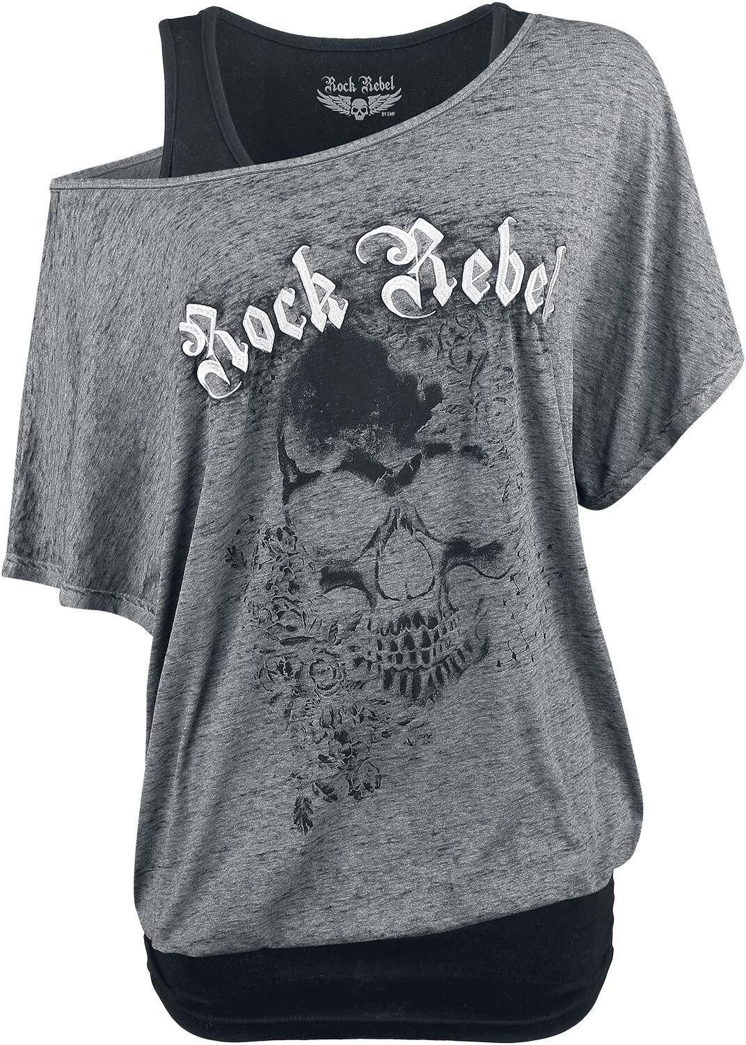 Rock Rebel by EMP - Rock T-Shirt - When The Heart Rules The Mind - S bis XXL - für Damen - Größe XL - grau von Rock Rebel by EMP