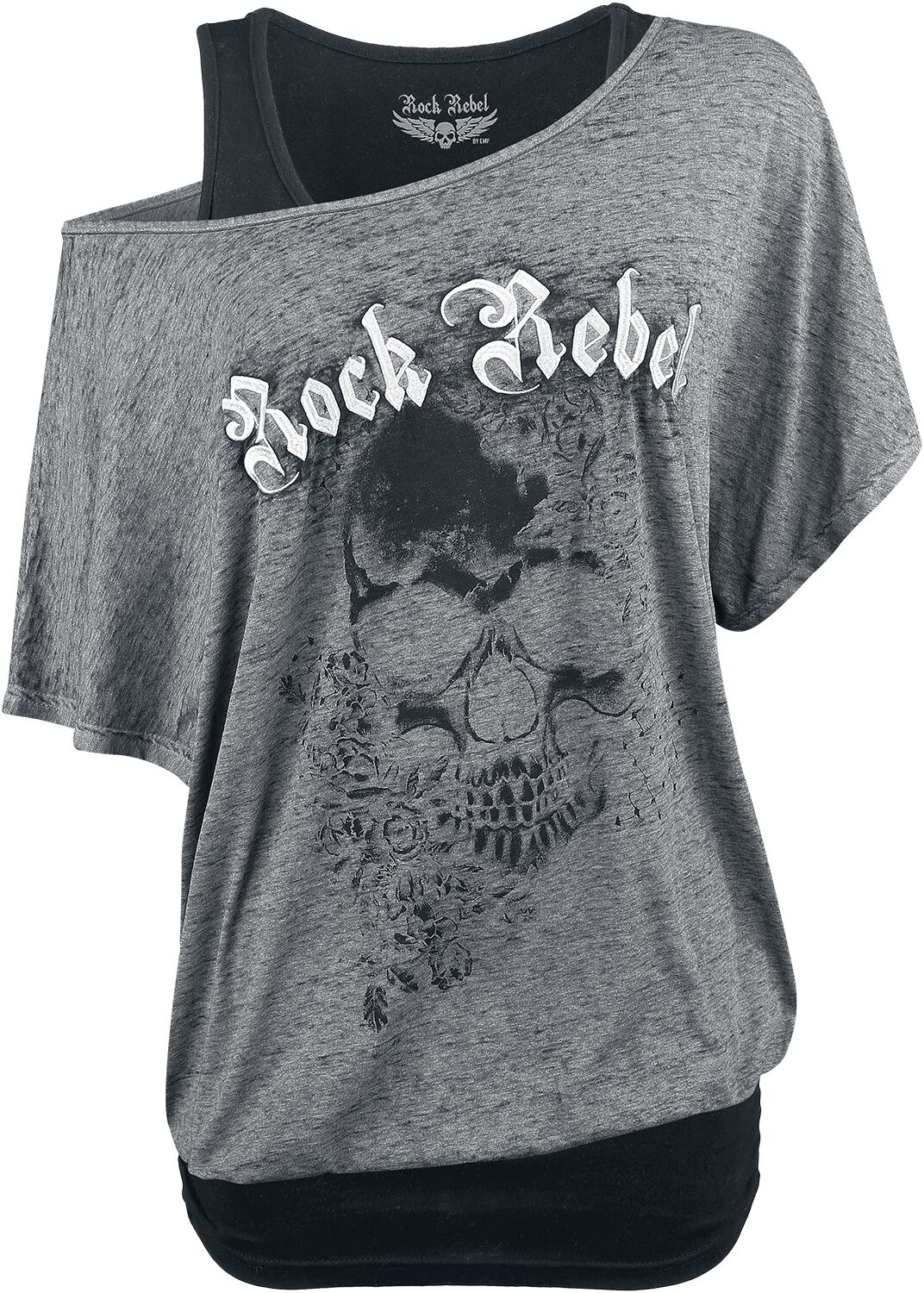Rock Rebel by EMP - Rock T-Shirt - When The Heart Rules The Mind - S bis XXL - für Damen - Größe XXL - grau von Rock Rebel by EMP