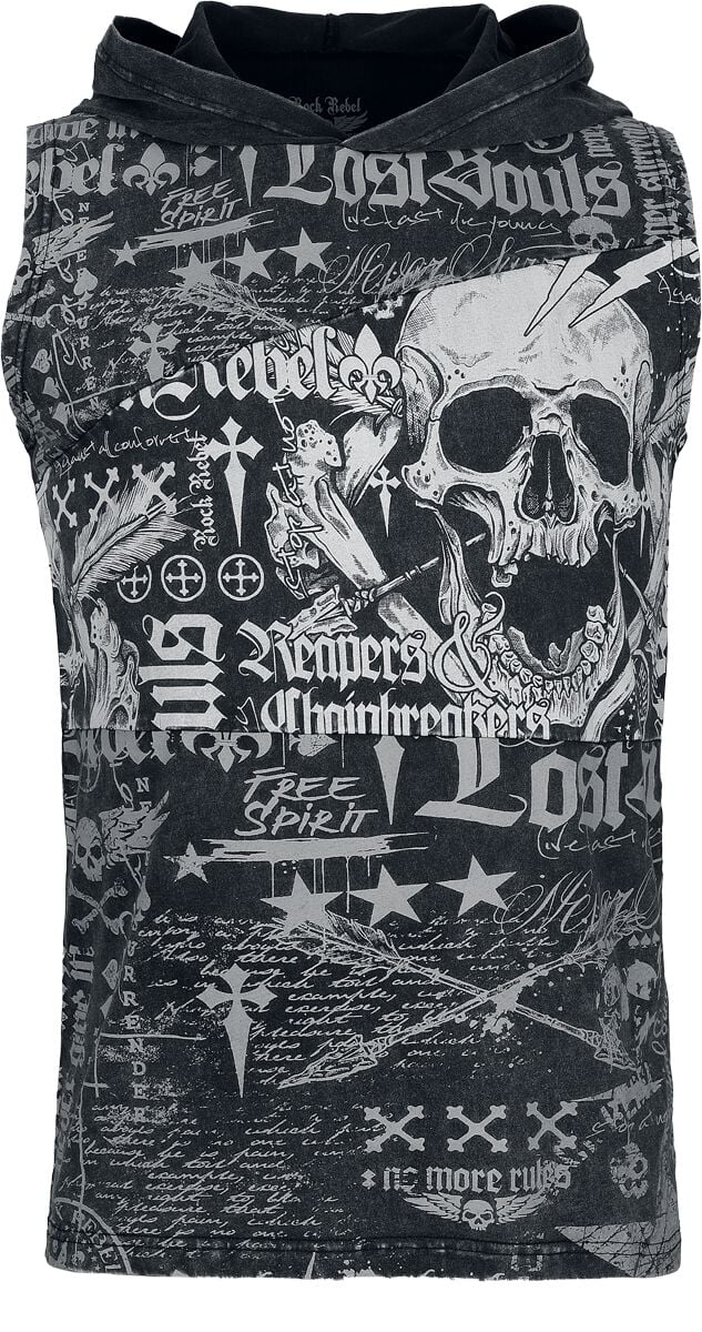 Rock Rebel by EMP - Rock Tank-Top - Tank-Top with Skull Frontprint - S bis XL - für Männer - Größe L - dunkelgrau von Rock Rebel by EMP