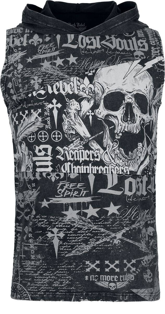 Rock Rebel by EMP - Rock Tank-Top - Tank-Top with Skull Frontprint - S bis XXL - für Männer - Größe XXL - dunkelgrau von Rock Rebel by EMP