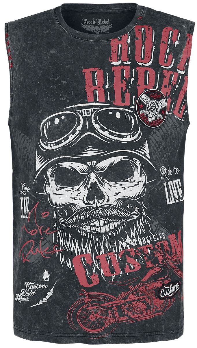 Rock Rebel by EMP - Rock Tank-Top - Washed Tank with Print - S bis 5XL - für Männer - Größe M - schwarz von Rock Rebel by EMP