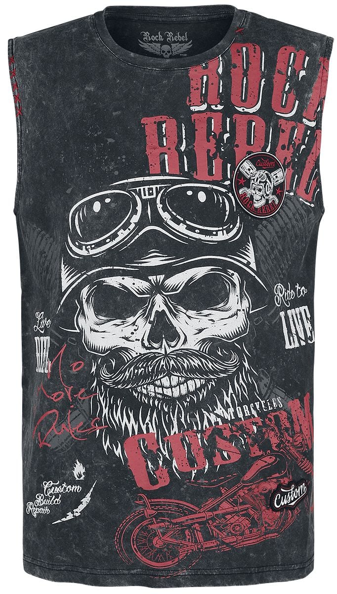 Rock Rebel by EMP - Rock Tank-Top - Washed Tank with Print - S bis XXL - für Männer - Größe M - schwarz von Rock Rebel by EMP