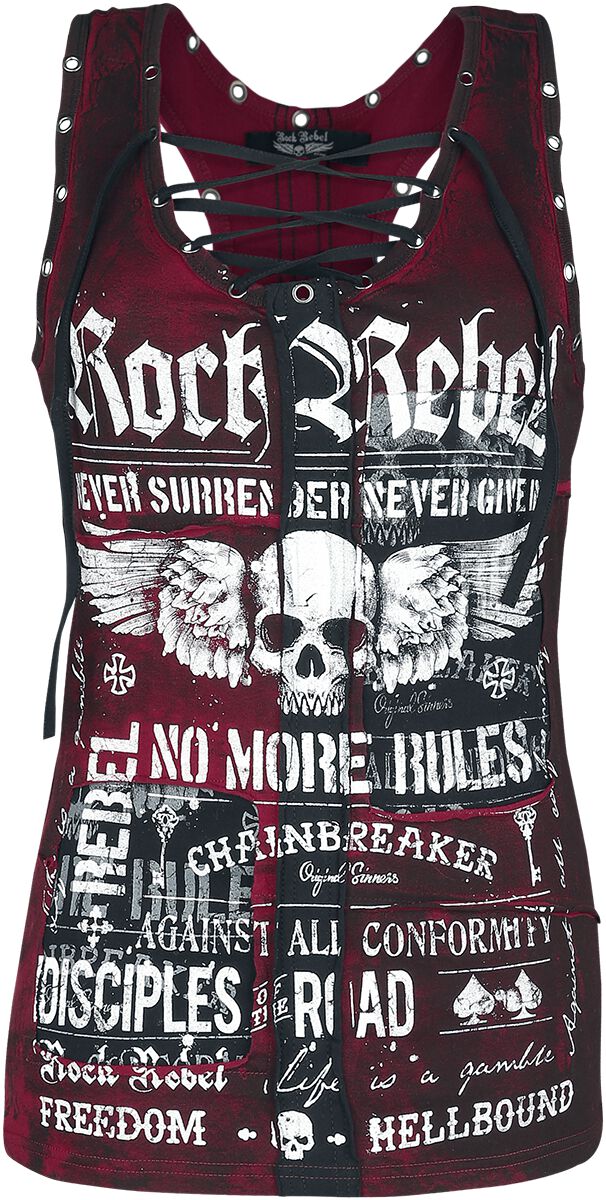 Rock Rebel by EMP - Rock Top - Broken Strings - S bis XXL - für Damen - Größe L - bordeaux von Rock Rebel by EMP