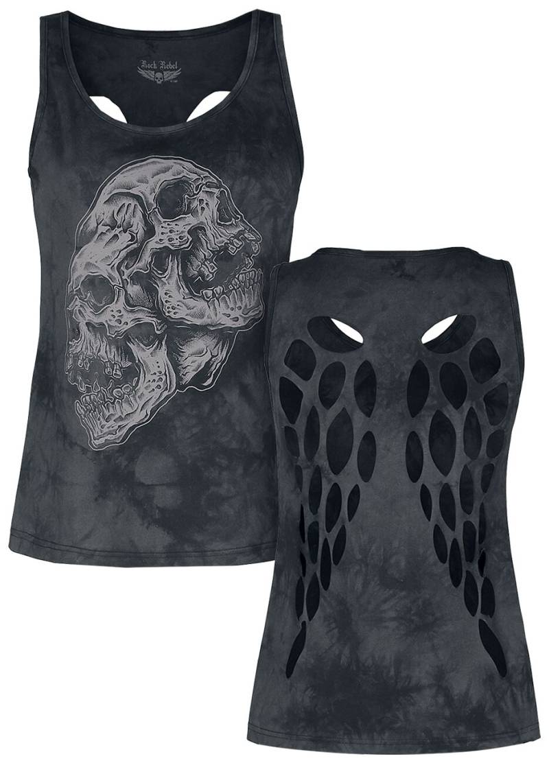 Rock Rebel by EMP - Rock Top - Top mit Frontprint und Cut-Outs am Rücken - XXL - für Damen - Größe XXL - grau Rock Rebel by EMP - Rock Top - Top mit Frontprint und Cut-Outs am Rücken - XXL - für Damen - Größe XXL - grau von Rock Rebel by EMP