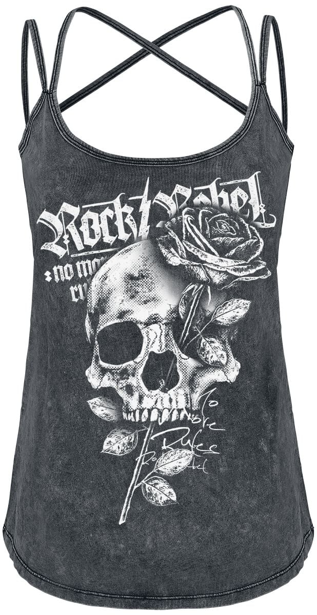 Rock Rebel by EMP - Rock Top - Top mit Vintage Waschung und Print - M bis 5XL - für Damen - Größe 3XL - grau von Rock Rebel by EMP