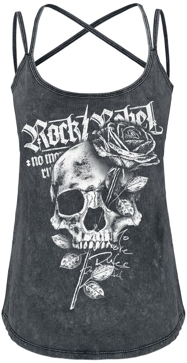 Rock Rebel by EMP - Rock Top - Top mit Vintage Waschung und Print - S bis 5XL - für Damen - Größe 3XL - grau von Rock Rebel by EMP